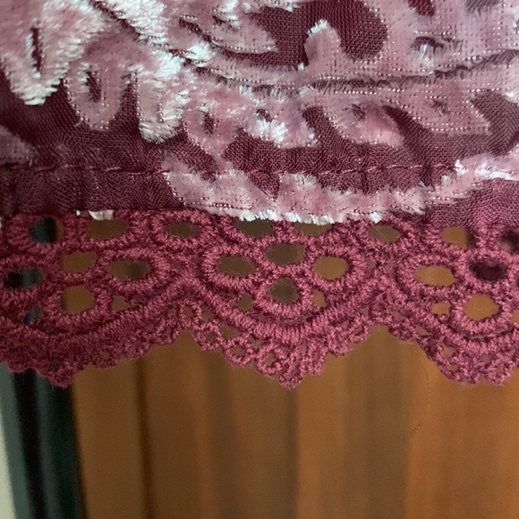 Sheer Velvet Burnout Peasant Boho Hippie Baby Doll Top Medium - Picture 8 of 8